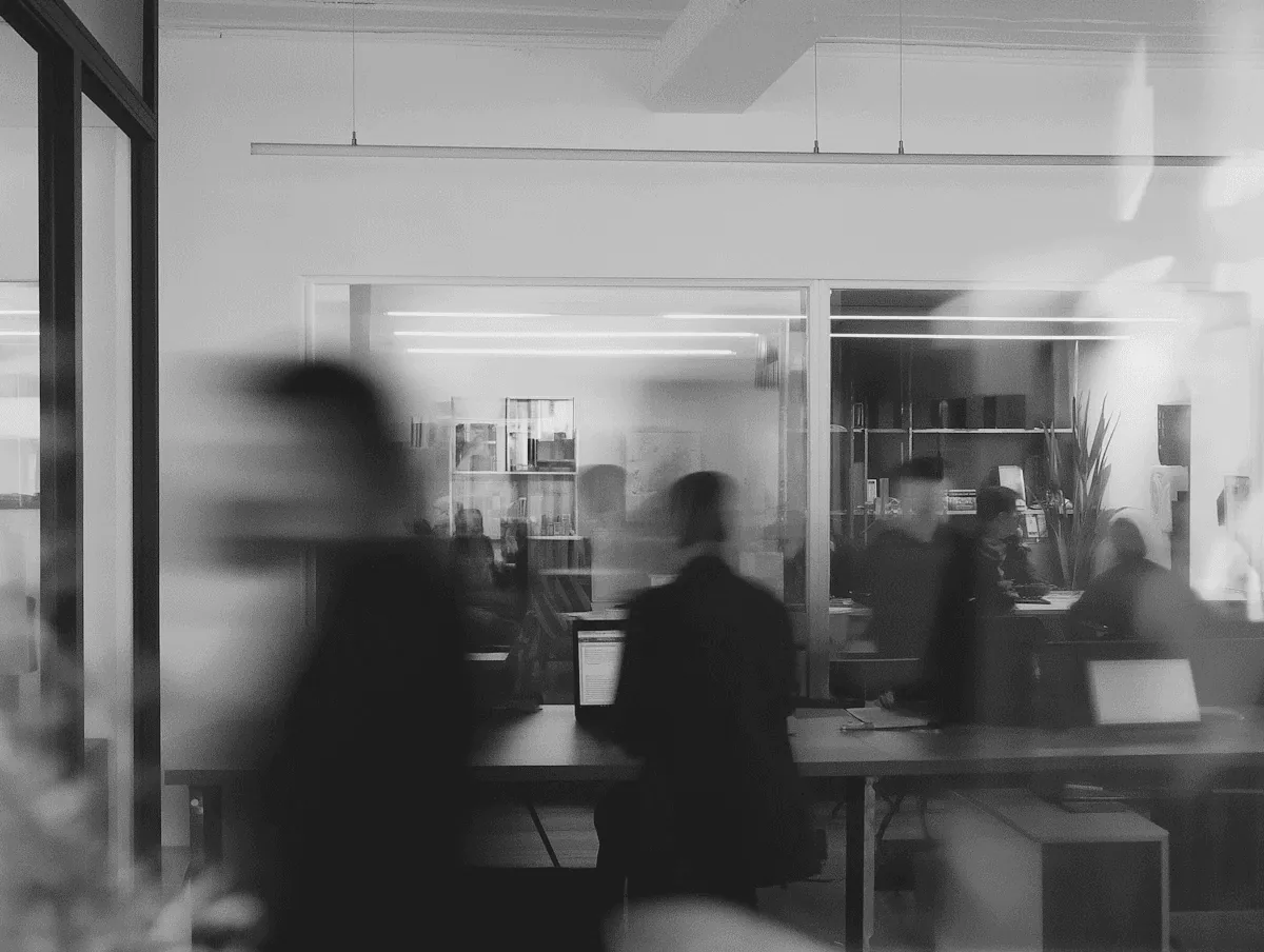 An office with people working